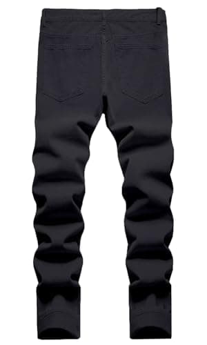 HENGAO Men's Slim Fit Ripped Denim Jeans