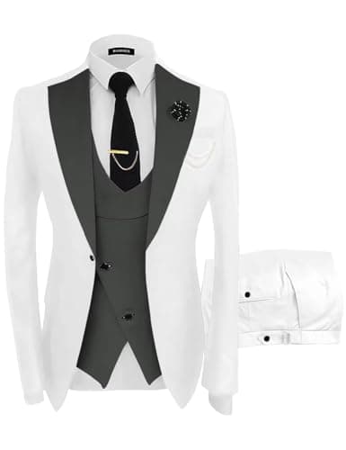 Wangyue Men's Slim Fit 3-Piece Suit for Weddings and Formal Events