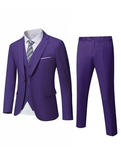 MrSure Men’s Slim Fit Tuxedo 3-Piece Suit_Blazer_Vest_Pants_Tie Party_Wedding_Business