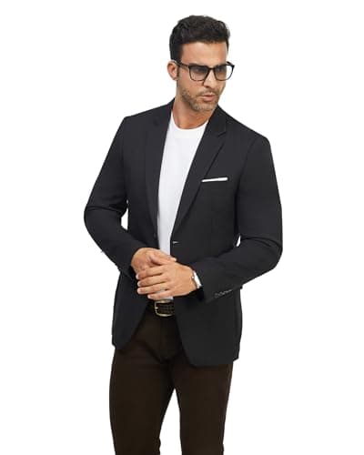 WULFUL Men's Slim Fit Casual Blazer Jacket - Lightweight Sport Coat