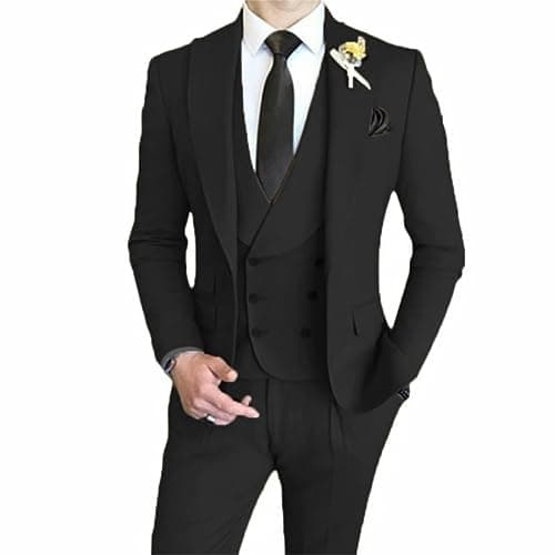 AufewB Men's Elegant Solid One-Button Slim Fit Party Suit Set