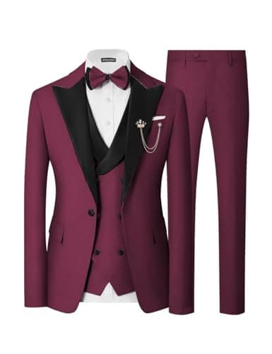 SPTALLFITJSV Mens Slim Fit Double Breasted Tuxedo Suit for Wedding Prom Dinner