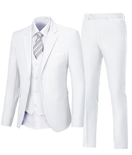 Aowdoy Men's 3-Piece Slim Fit Tuxedo Suit 2 Buttons for WeddingsProm Business