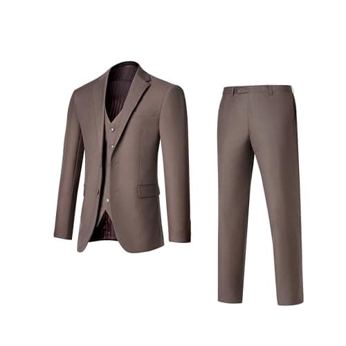 DEETRUST Men's Slim Fit 3 Piece Suit Set with Blazer and Multi-Functional Pockets