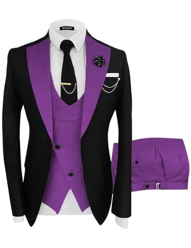 Wangyue Men's Slim Fit 3-Piece Suit for Weddings and Formal Events