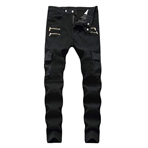 COOSVEN Men's Ripped Slim Straight Denim Jeans with Holes