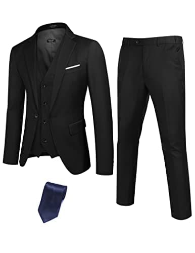 COOFANDY Men's 3-Piece Slim Fit Suit with Blazer Jacket and Pant