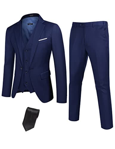 COOFANDY Men's 3-Piece Slim Fit Suit with Blazer Jacket and Pant