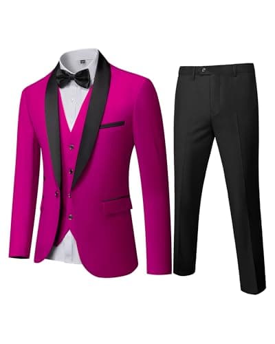 MY'S Mens Winter Slim Fit Tuxedo Suit Shawl Lapel 3-Piece Set