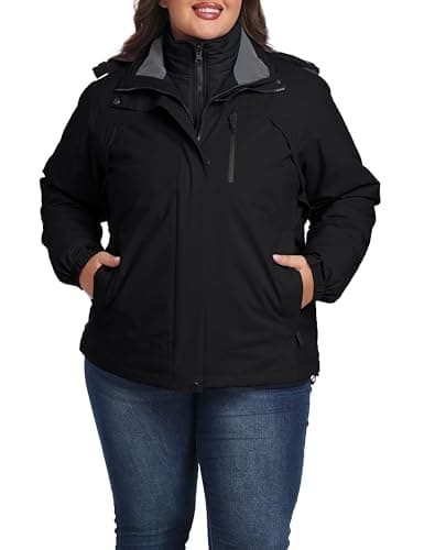 Wantdo Women's Plus Size Waterproof Winter Ski Snowboarding Jacket with Hood