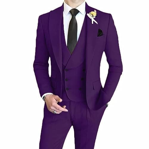AufewB Men's Elegant Solid One-Button Slim Fit Party Suit Set