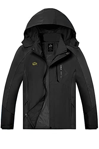 TEZO Men's Hooded Rain Jacket - Waterproof Hiking Windbreaker
