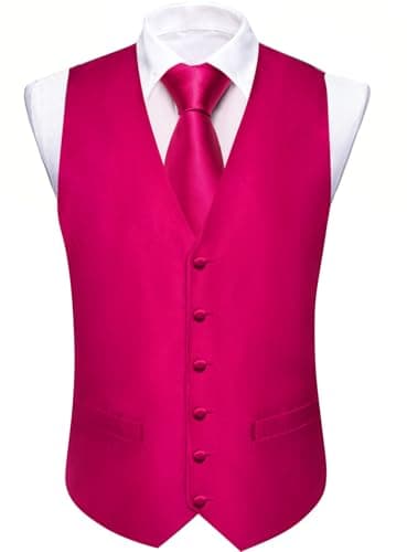 Barry.Wang Men's Paisley Silk Suit Vest Set with Ties 5PCS Formal/Leisure