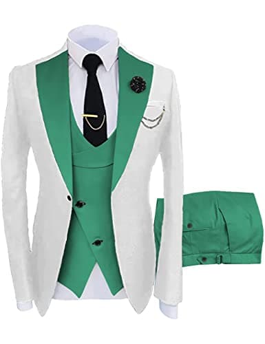 Wangyue Men's Slim Fit 3-Piece Suit for Weddings and Formal Events