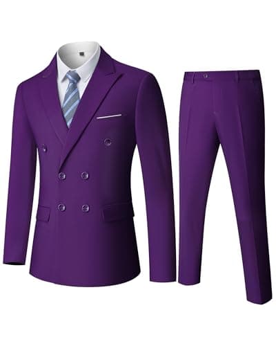 YND Men's Slim Fit 3 Piece Stretch Suit with One Button Blazer Pants, Party & Wedding