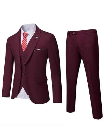 Slim Fit 3-Piece Suit Set for Men: Blazer, Vest, Pants & Tie