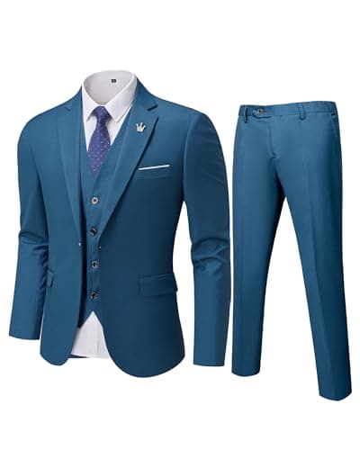 MY'S Men's Slim Fit 3PC Suit Set with One-Button Jacket, Pants & Tie