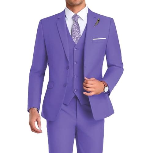 Mrbuerly Men's Slim Fit 3-Piece Suit for Groomsmen with Tie and Pants XS/36-30