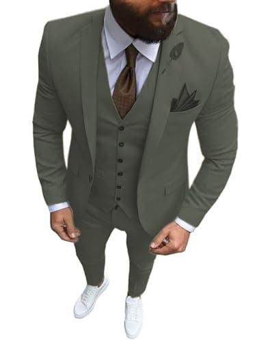 Solove-Suit Men's 3-Piece Regular Fit One-Button Formal Suit for Wedding