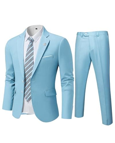 MY'S Men's Slim Fit Two-Piece Suit Notch Lapel Jacket and Pants Wedding Party Blazer