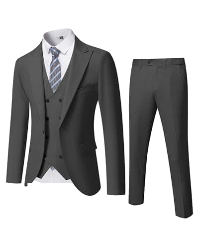 YND Men's Slim Fit 3-Piece Business Suit Set with Blazer & Vest