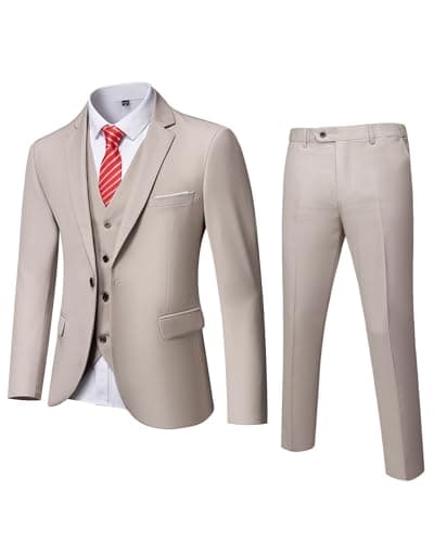 MrSure Men’s Slim Fit Tuxedo 3-Piece Suit_Blazer_Vest_Pants_Tie Party_Wedding_Business