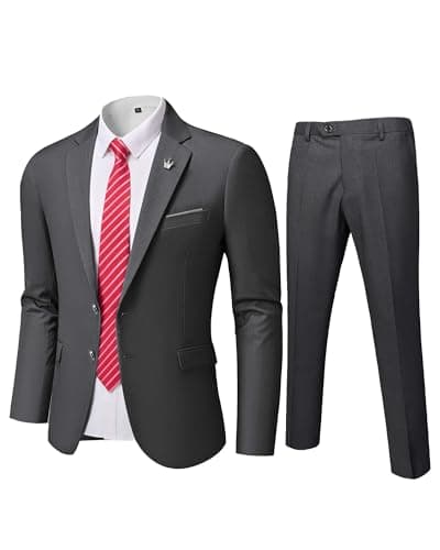 MY'S Men's Slim Fit Two-Piece Suit Notch Lapel Jacket and Pants Wedding Party Blazer