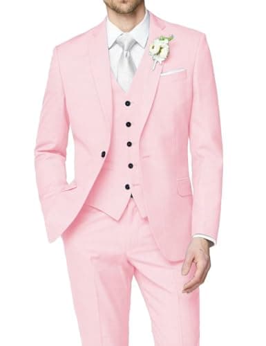 HUUTOE Men's Slim Fit Wedding Groomsmen Tuxedo Set Blazer Jacket Pants