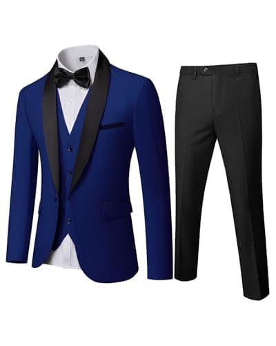 MY'S Mens Winter Slim Fit Tuxedo Suit Shawl Lapel 3-Piece Set
