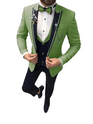 Suzhimo Men's Slim Fit Tuxedo Suit with Blazer, Pants & Tie for Marriage Prom