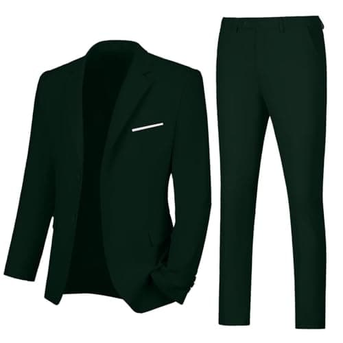 Lynerun Men's Slim Fit 2-Piece Prom Tuxedo Suit Jacket and Pants Set