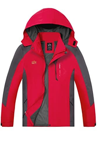 TEZO Men's Hooded Rain Jacket - Waterproof Hiking Windbreaker