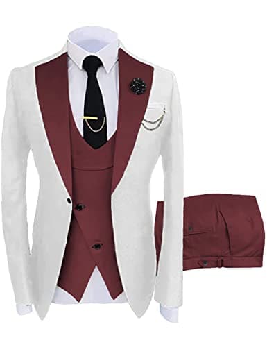 Wangyue Men's Slim Fit 3-Piece Suit for Weddings and Formal Events
