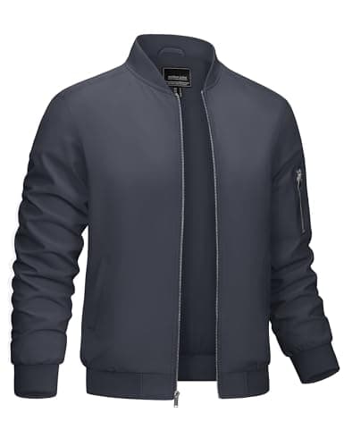 CRYSULLY Men's Lightweight Bomber Jacket for Spring Fall Casual Windbreaker