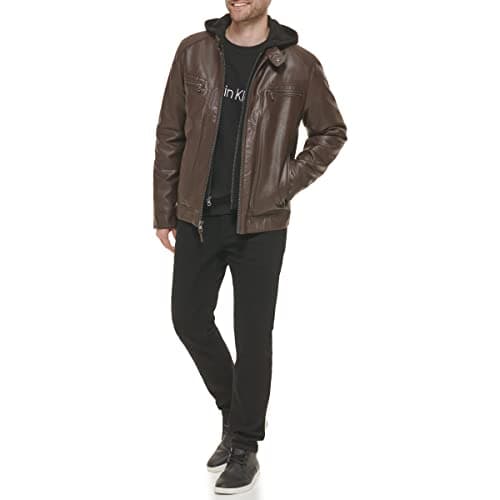 Calvin Klein Men's Faux Leather Moto Jacket