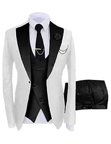 Wangyue Men's Slim Fit 3-Piece Suit for Weddings and Formal Events