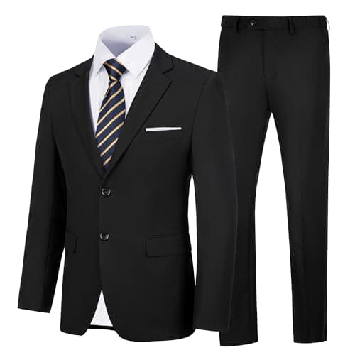 Amyox Men's Slim Fit Two Piece Wedding Prom Suit Jacket & Pants Set