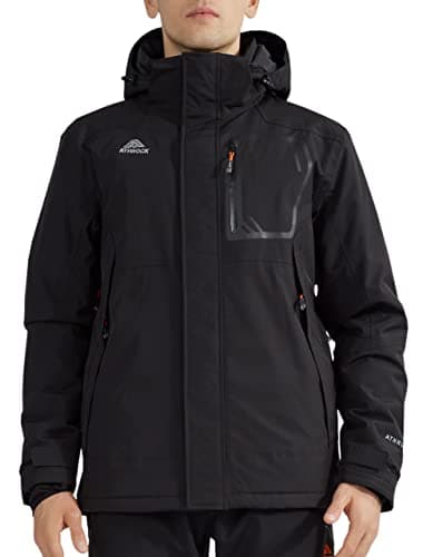 Athrock Mens Winter Waterproof Fleece Snowboard Coats Hooded Ski Jacket