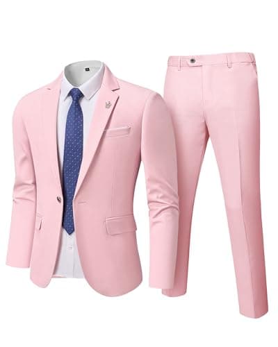 Hihawk Men's Slim Fit Suit with Stretch Jacket & Pants Set