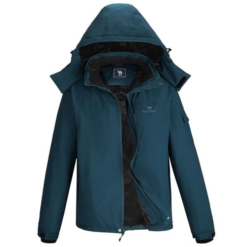 CAMEL CROWN Men's Winter Waterproof Ski Jacket with Fleece Lining