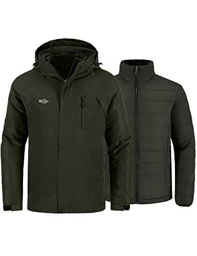 Wantdo Men's Waterproof 3-in-1 Ski & Snowboarding Jacket Windproof Warm Coat with Detachable Puffer