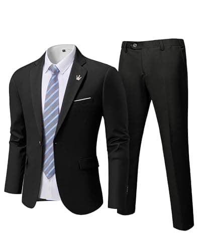 Hihawk Men's Slim Fit Suit with Stretch Jacket & Pants Set