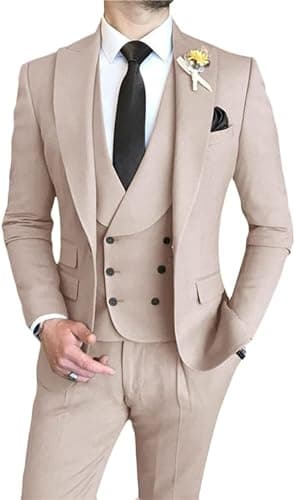 AufewB Men's Elegant Solid One-Button Slim Fit Party Suit Set