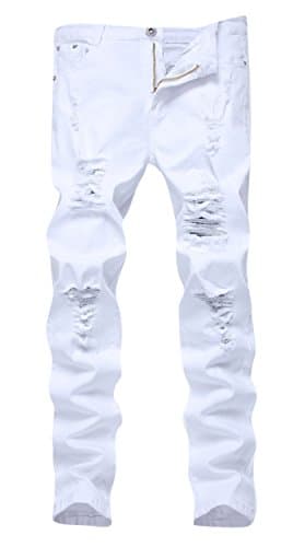 Slim Fit Ripped Distressed Stretch Jeans for Men