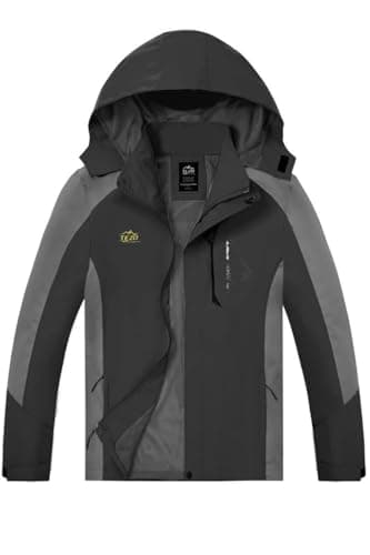 TEZO Men's Hooded Rain Jacket - Waterproof Hiking Windbreaker