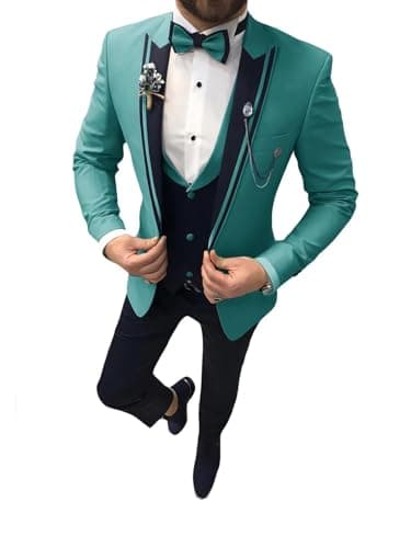 Suzhimo Men's Slim Fit Tuxedo Suit with Blazer, Pants & Tie for Marriage Prom
