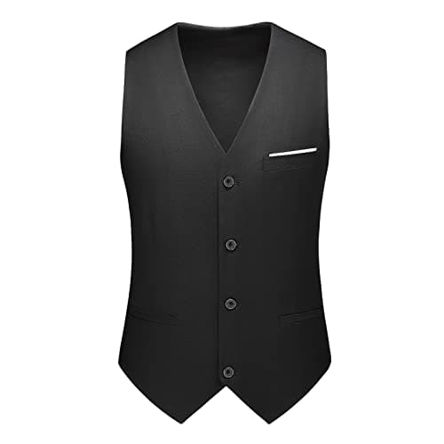 KUDMOL Men's Slim Fit 3-Piece Solid Suit Blazer Vest & Pant Set for Business Wedding Formal Prom