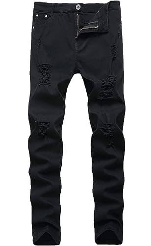 Slim Fit Ripped Distressed Stretch Jeans for Men