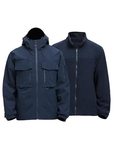 Rejork Men's 3-in-1 Waterproof Winter Ski Jacket with Windbreaker and Thermal Fleece Liner