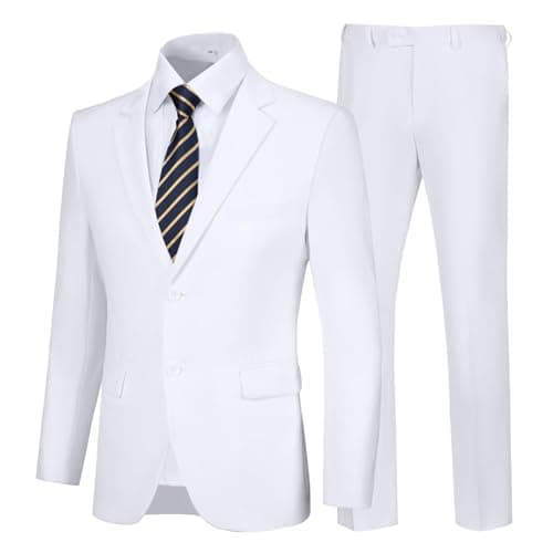 Amyox Men's Slim Fit Two Piece Wedding Prom Suit Jacket & Pants Set